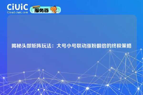 揭秘头部矩阵玩法：大号小号联动涨粉翻倍的终极策略
