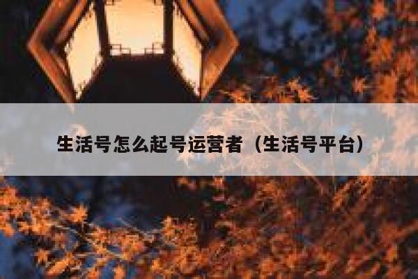 生活号怎么起号运营者（生活号平台）