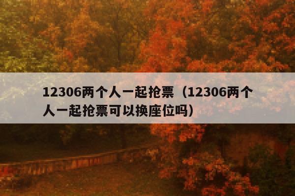 12306两个人一起抢票（12306两个人一起抢票可以换座位吗）